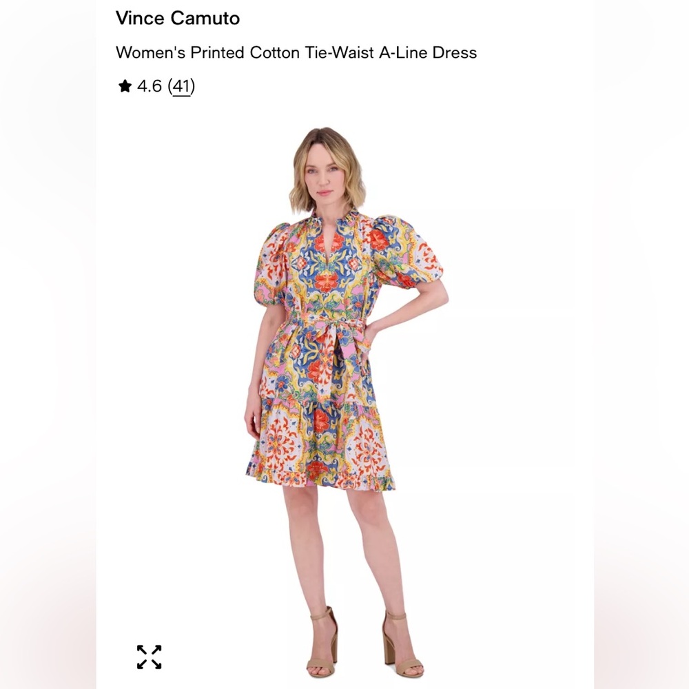 Vince Camuto Multicolor Puff Sleeve Mini Dress